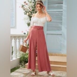 Pink Wide-Leg Pants
